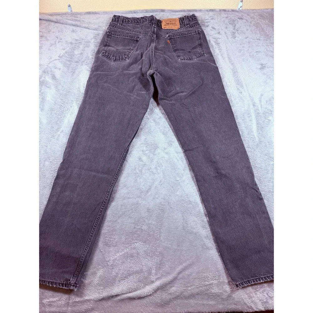 Vtg Levi's 555 Relaxed Fit Jeans W34 L33 Made in USA 90s Black Orange Tab